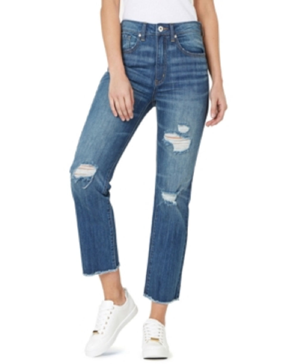 Numero Women's Ripped High Rise Frayed Hem Denim Jeans Blue Size 26
