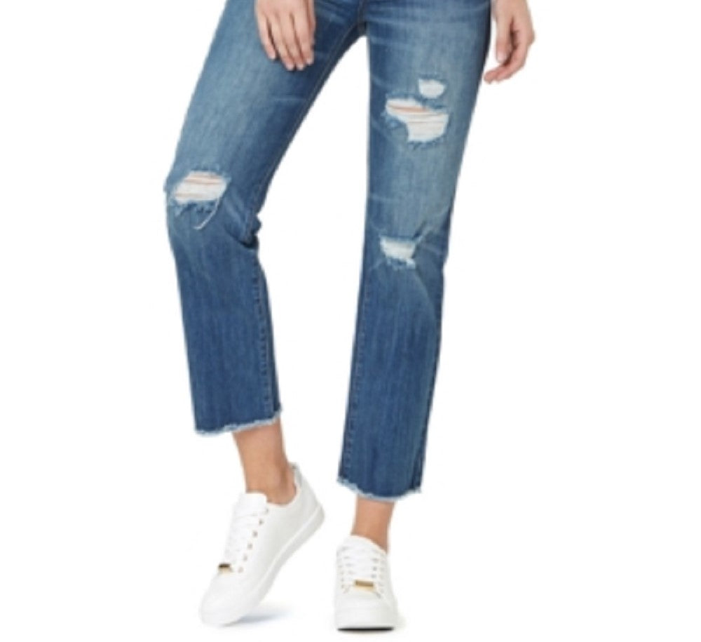 Numero Women's Ripped High Rise Frayed Hem Denim Jeans Blue Size 26