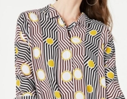 Alfani Women's Geometric Print Blouse Yellow Size Petite XL