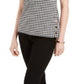 Charter Club Women's Gingham Print Button Side Top Black Size Small