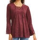 Style & Co Women's Faux-Suede Lace-up Top Red Size X-Large