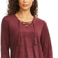 Style & Co Women's Faux-Suede Lace-up Top Red Size X-Large
