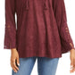 Style & Co Women's Faux-Suede Lace-up Top Red Size X-Large