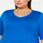 Alfani Women's Short Sleeve V Neck Tunic Top Blue Size 0X