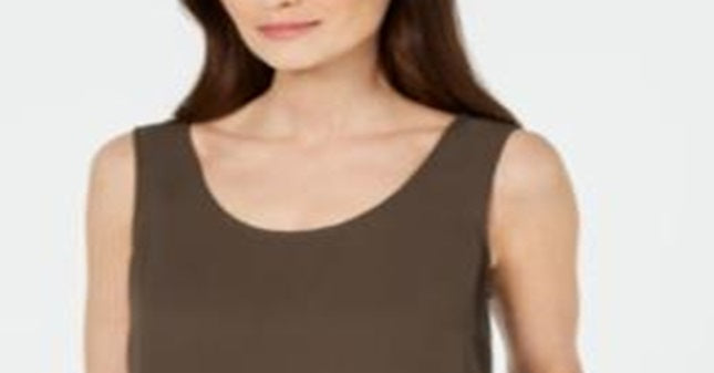 Alfani Women's Sleeveless Scoop Neck Top Brown Size Small