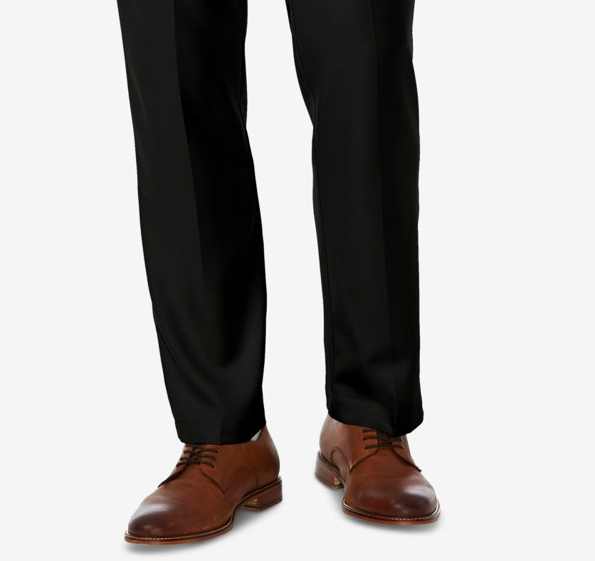 Haggar Men's Cool 18 Pro Stretch Straight Fit Flat Front Dress Pants Black Size 38X30