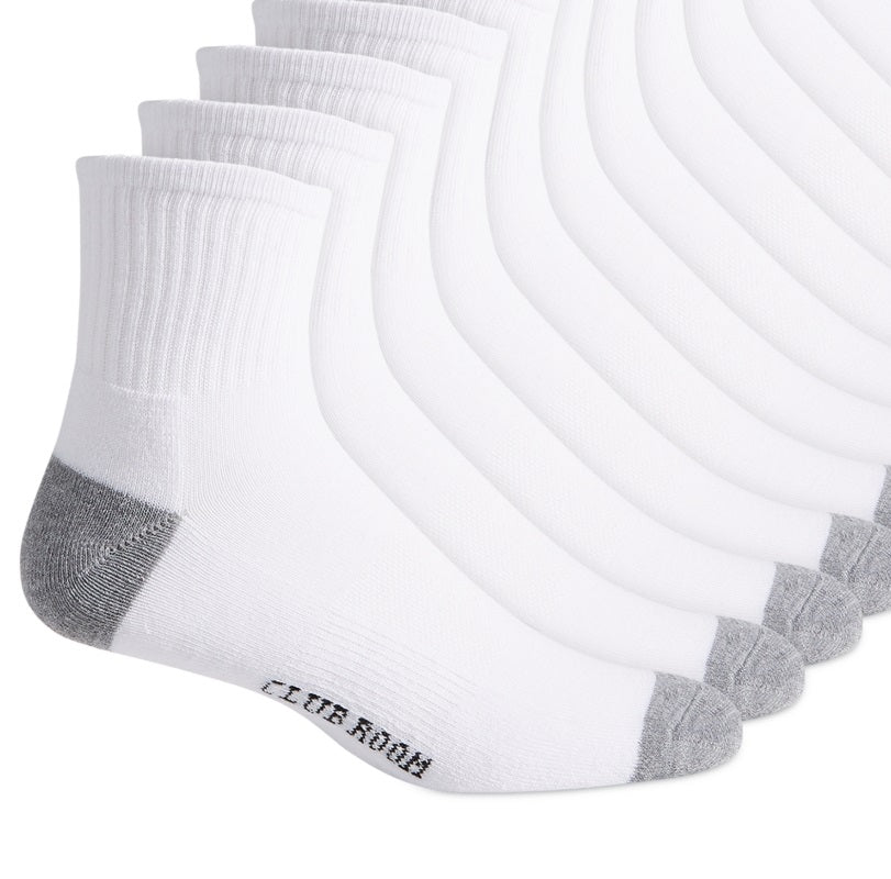 Club Room Men's Quarter 12 pack Socks White Size 10-13