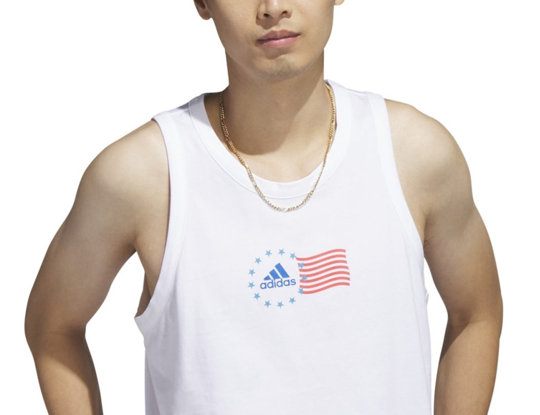 adidas Men's American Flag Tank White Size Small