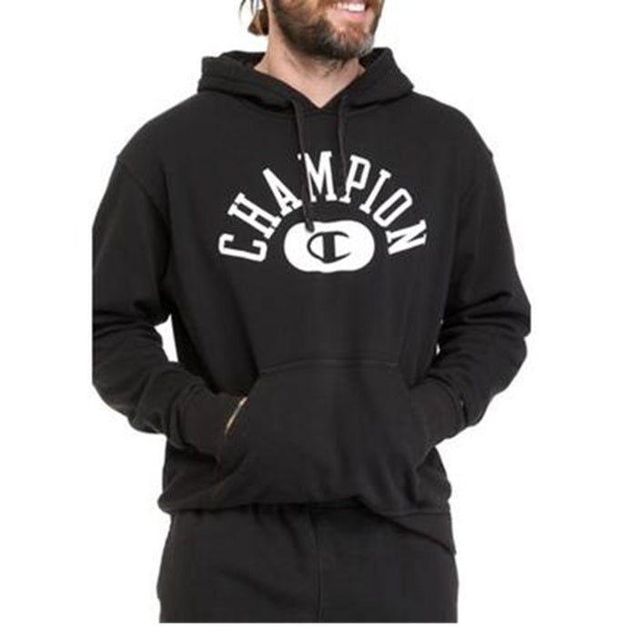 Champion Men's Arch Logo Vintage Varsity Hoodie Sweatshirt Black Size XX-Large