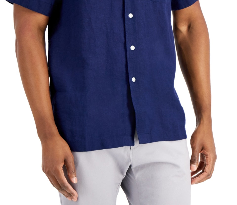 Club Room Men's 100% Linen Shirt Blue Size Small
