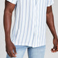 And Now This Men's Striped Woven Short Sleeve Camp Shirt White Size Large