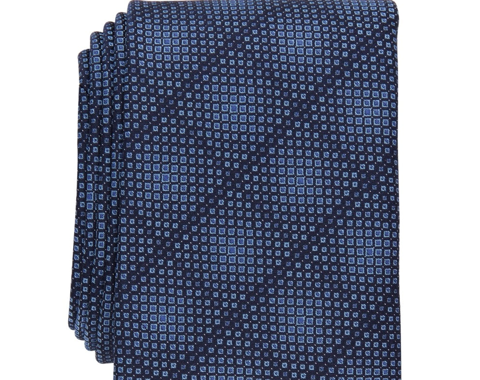 Perry Ellis Men's Wheatley Classic Geo Print Tie Blue Regular