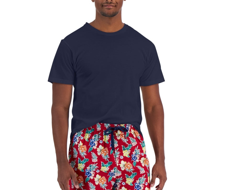 Club Room Men's Solid Top & Tropical Pants 2 Pc Pajama Set Red Size X-Large