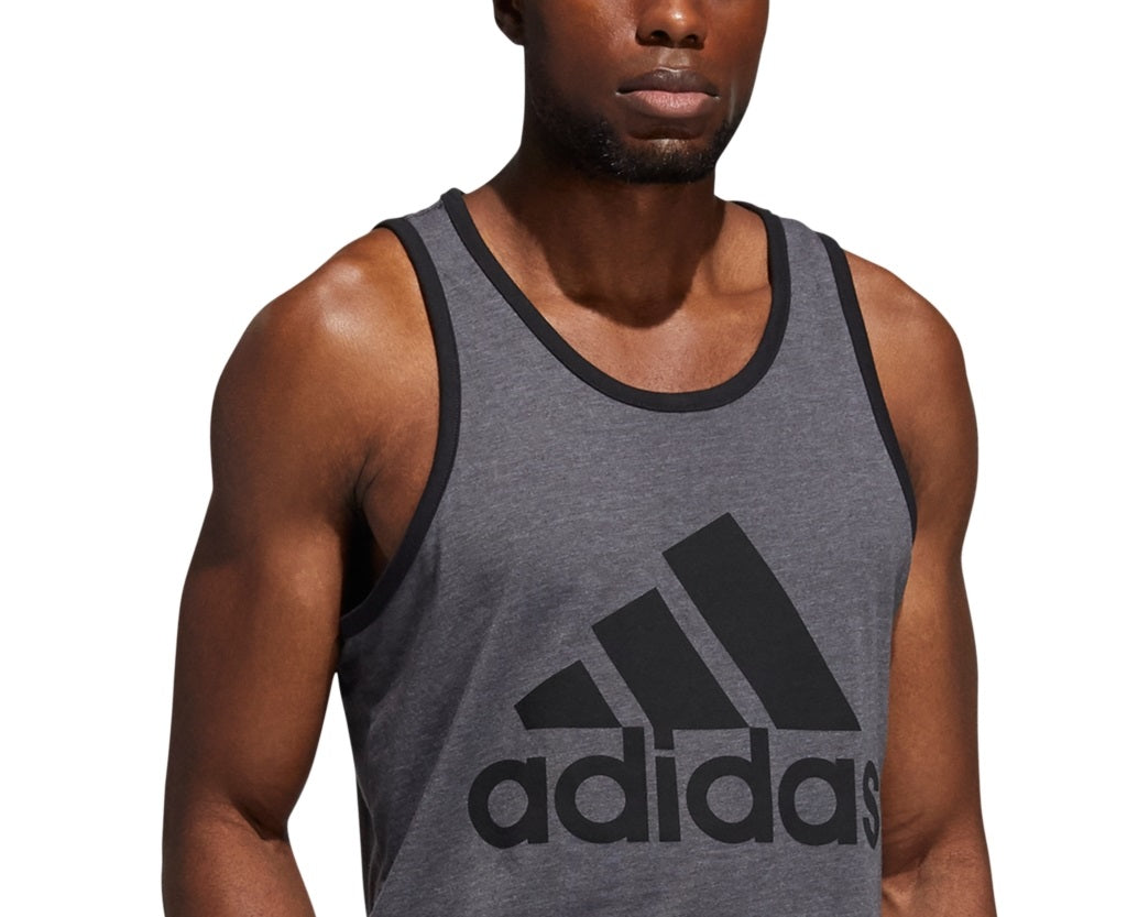 adidas Men's Badge Of Sport Logo Graphic Tank Gray Size Medium