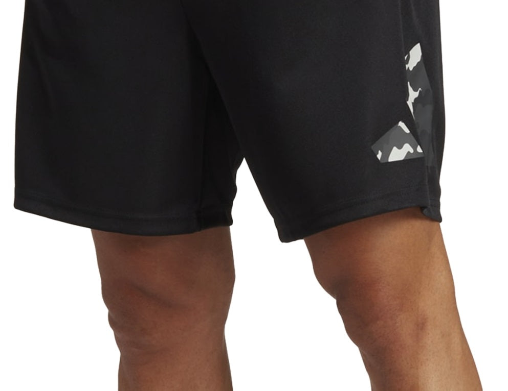 adidas Men's Train Essentials Seasonal Camo Filled Logo Training Shorts Black Size Large