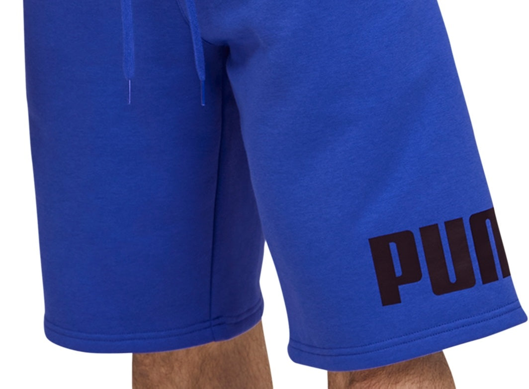 Puma Men's Big Fleece Logo Shorts Blue Size Large