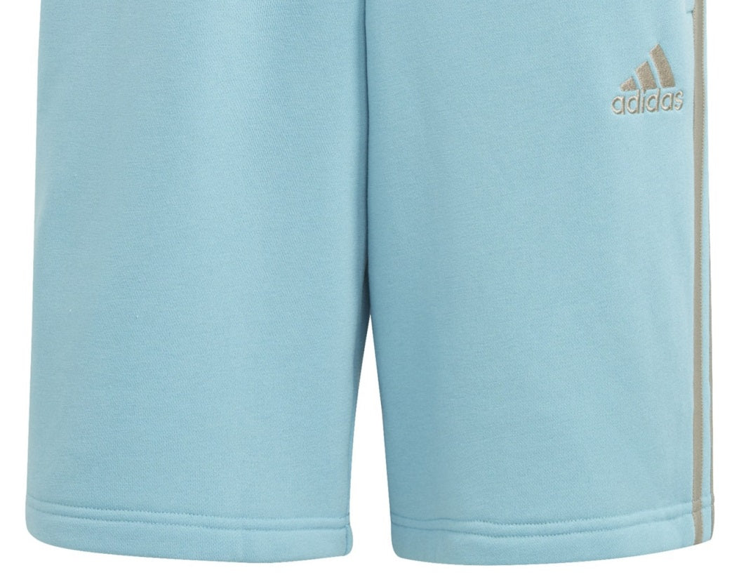 adidas Men's 3 Stripes 10 Fleece Shorts Blue Size Small