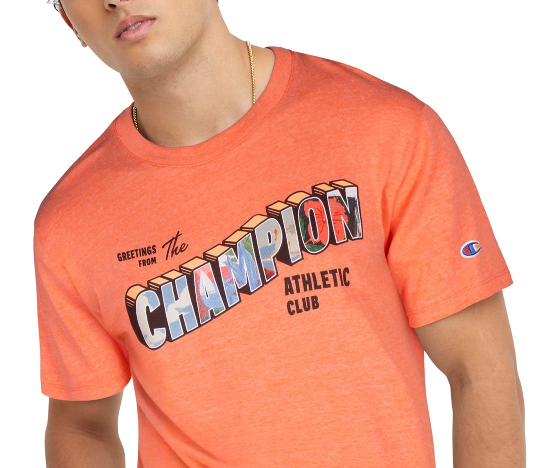 Champion Men's Classic Standard Fit Logo Graphic T Shirt Red Size Large