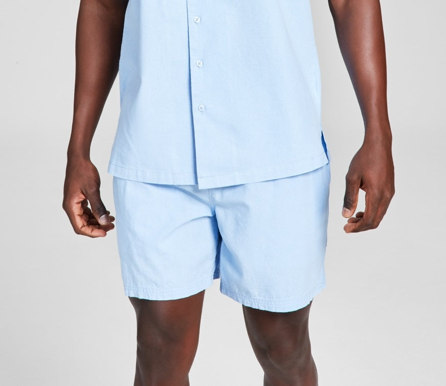And Now This Men's Classic Fit Button Down Camp Shirt Blue Size Small