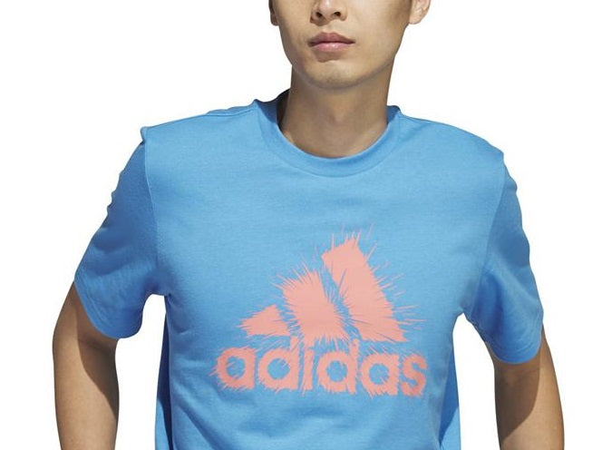 adidas Men's Short Sleeve Logo Graphic T Shirt Blue Size XX-Large