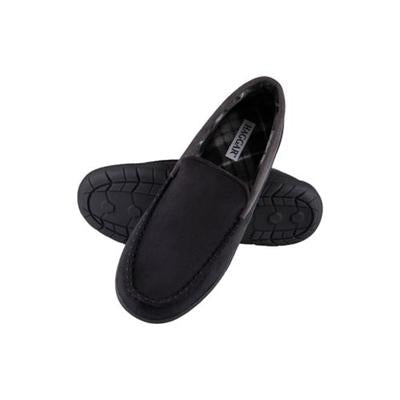 Haggar Men's Microsuede Fleece-Lined Venetian Slippers Black Size X-Large