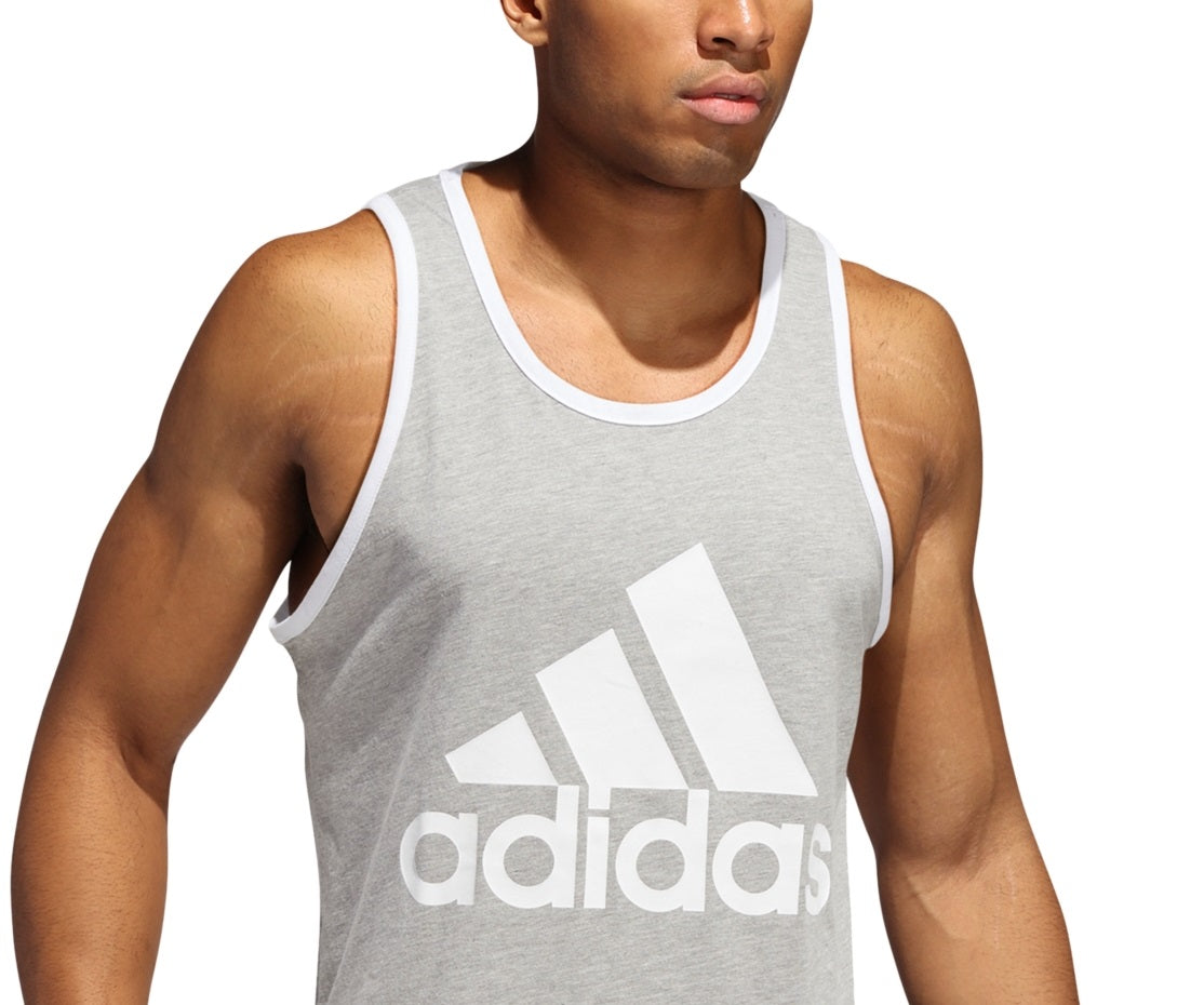 adidas Men's Badge Of Sport Logo Graphic Tank Gray Size Medium