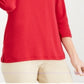 Karen Scott Women's Knit Striped Grommet V Neck Red Size X-Large