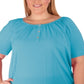 NY Collection Women's Raglan Blouse Blue Size 2X
