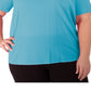 NY Collection Women's Raglan Blouse Blue Size 2X