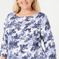 Charter Club Women's Cotton 3/4 Sleeve T-Shirt White Size 1X