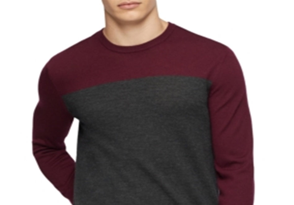 Calvin Klein Men's Merino Colorblock Sweater Red Size X-Small