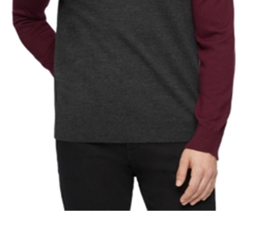 Calvin Klein Men's Merino Colorblock Sweater Red Size X-Small