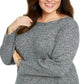 Karen Scott Women's Ballet Baby Marled Ballet Neck Sweater Gray Size 1X
