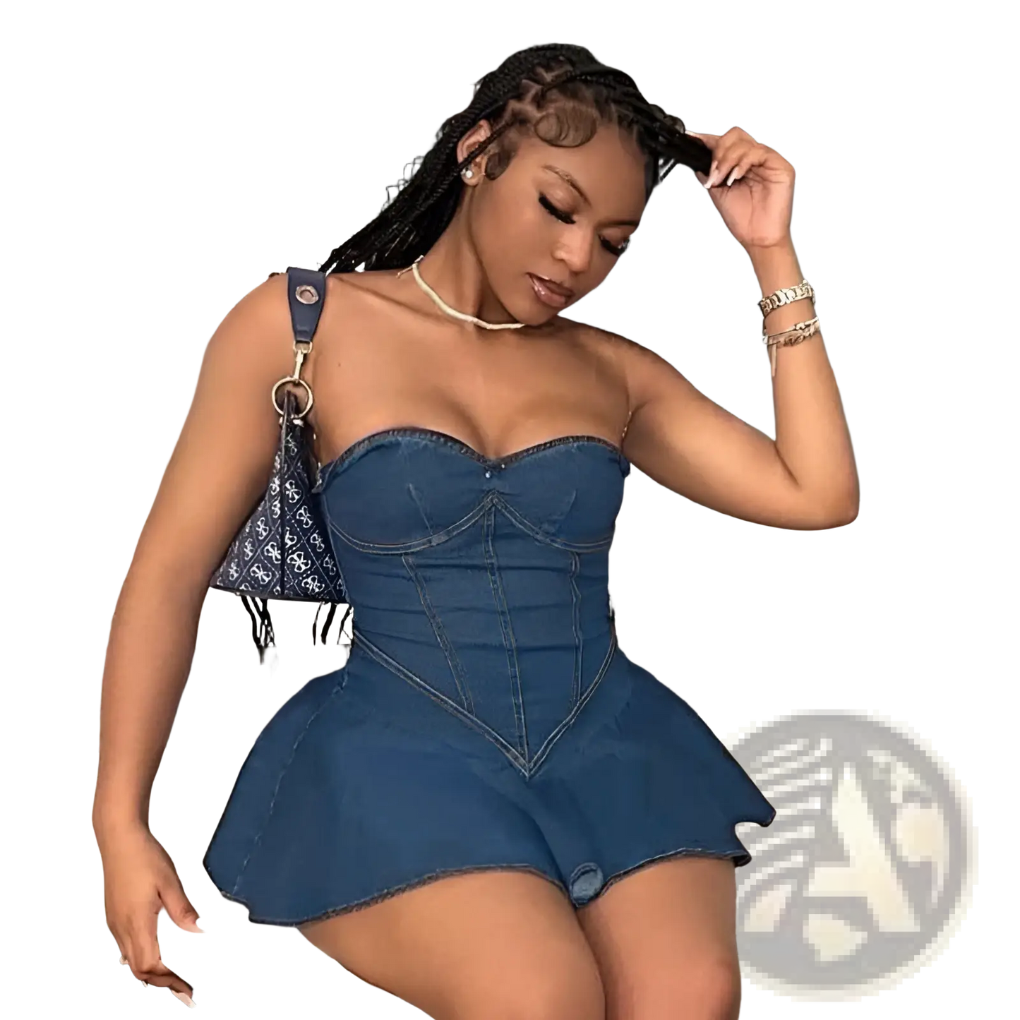 Sweetheart Neckline Denim Corset Mini Dress