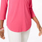 Charter Club Women's 3/4-Sleeve Top Dark Pink Size Medium