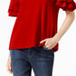 INC International Concepts Women's Petite Ruffled-Sleeve Top Dark Red Size Medium