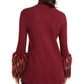 Alfani Women's Mock Neck Sweater With Faux Fur Cuffs Wine Size Petite Medium