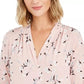 Charter Club Women's Printed V-Neck Top Lt/Paspink Size Large