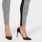 INC International Concepts Women's Petite Houndstooth Front Ponte Back Leggings Black Size 6