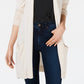Maison Jules Women's Long Open-Front Jersey Cardigan Sweater Dark Beige Size Large