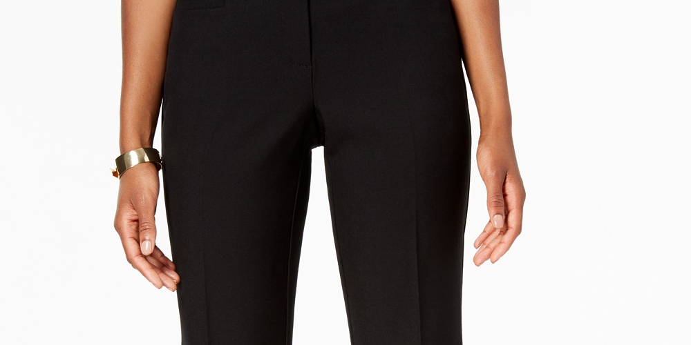 JM Collection Women's Petite Extended-Tab Trousers Charcoal Size 8P