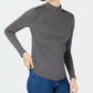 Charter Club Women's Cotton Striped Mock Neck T-Shirt Dark Grey Size Small