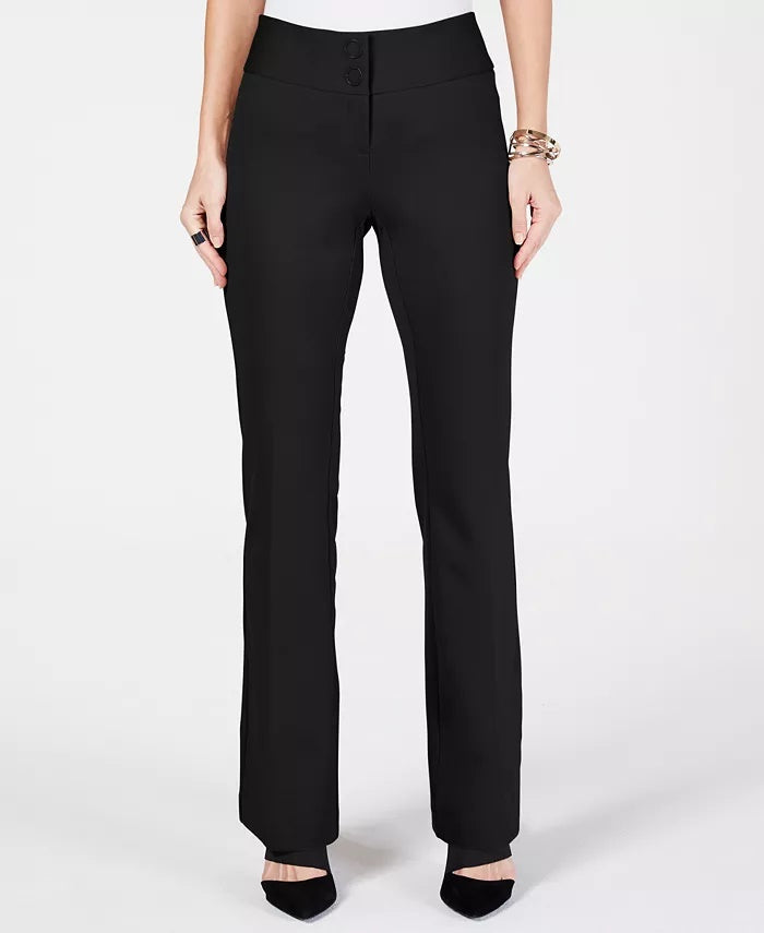 Alfani Women's Petite Snap-Waist Trousers Black Size 14