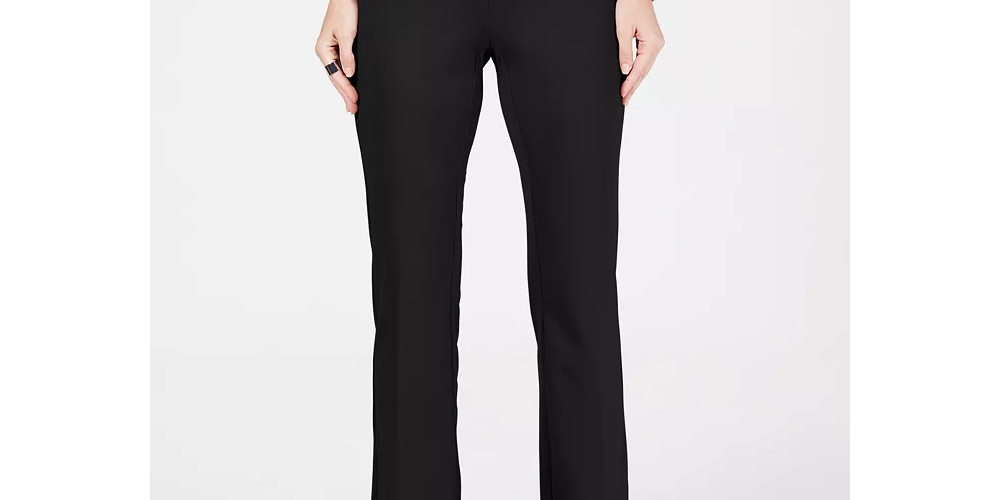 Alfani Women's Petite Snap-Waist Trousers Black Size 14