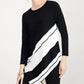 Alfani Women's Asymmetrical Striped Sweater Black Size Medium