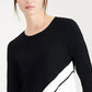 Alfani Women's Asymmetrical Striped Sweater Black Size Medium