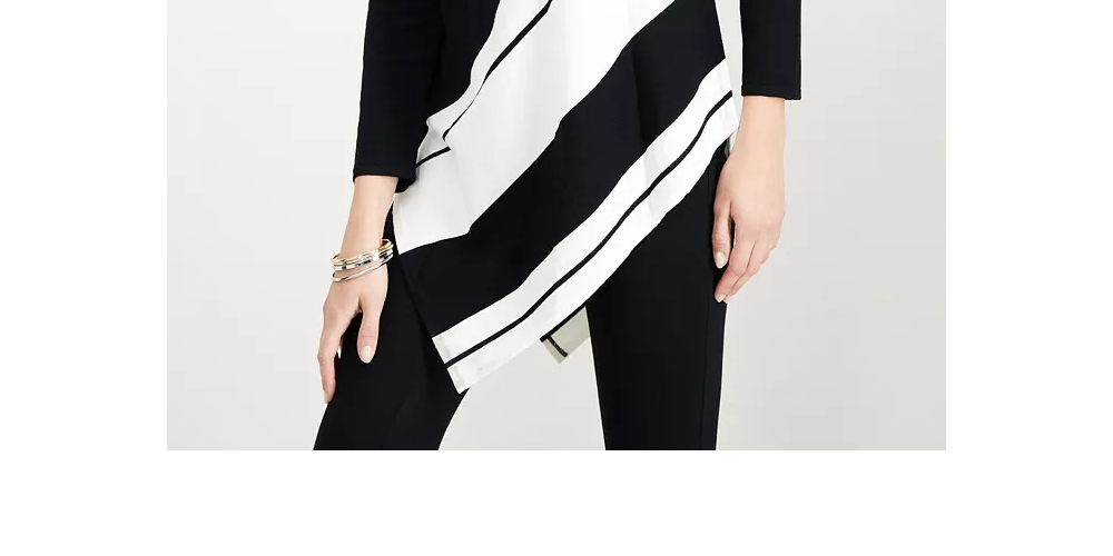 Alfani Women's Asymmetrical Striped Sweater Black Size Medium
