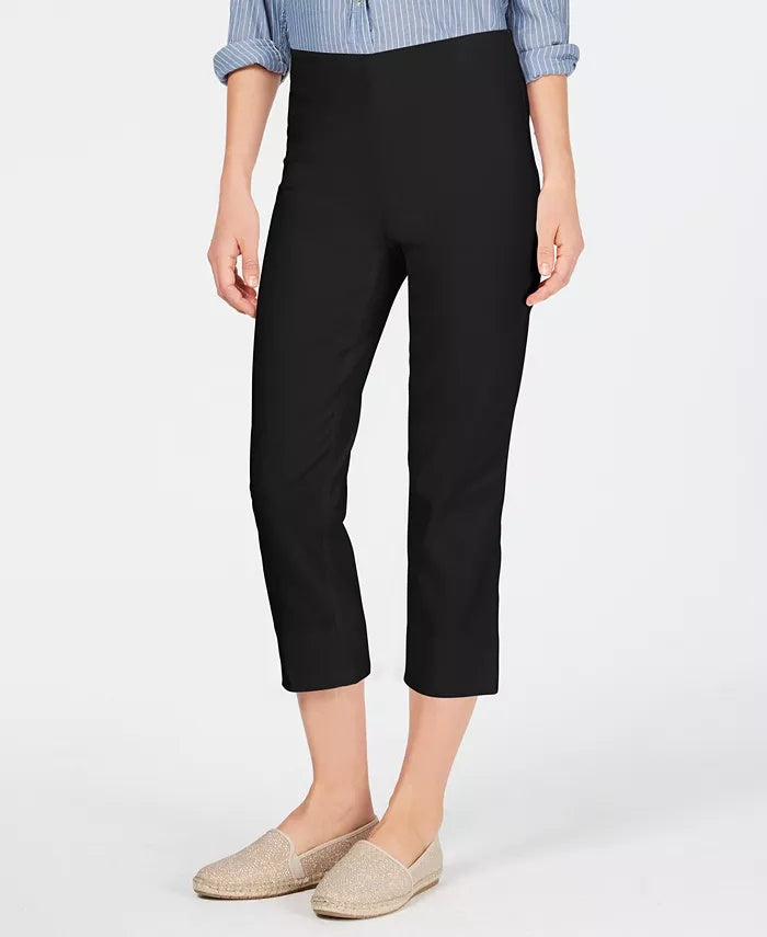 Charter Club Women's Petite Pull-On Capri Pants Black Size S