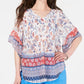 Style & Co Women's Retro Scarf Print Pintuck Pleat Top Navy Size X-Large