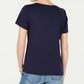 Karen Scott Women's Embellished Flag Cotton T-Shirt Blue Size XX-Large
